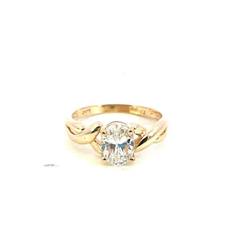 14K Yellow Gold Lady's Oval CZ Fashion Ring 2.9 grams Size:7